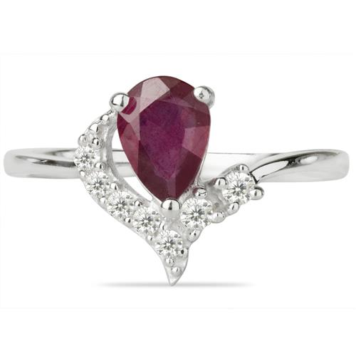 BUY GLASS FILLED RUBY GEMSTONE CLASSIC RING IN STERLING SILVER